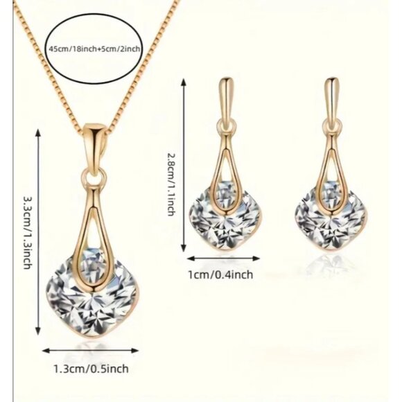 Dangle Earrings + Necklace - Elegant Jewelry Set - Picture 3 of 4